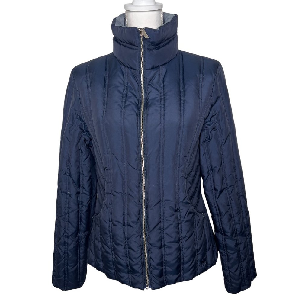 MICHAEL Michael Kors Multi Pocket Reversible Puffer Jacket Blue Grey Size S - Picture 1 of 17